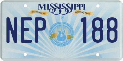 MS license plate NEP188