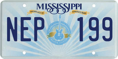 MS license plate NEP199