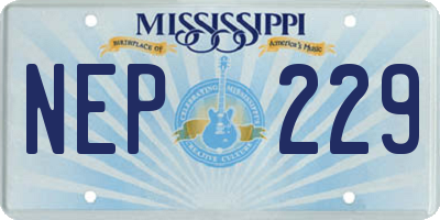 MS license plate NEP229
