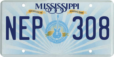 MS license plate NEP308