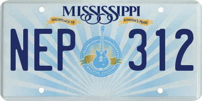MS license plate NEP312