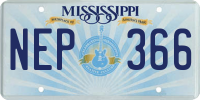 MS license plate NEP366