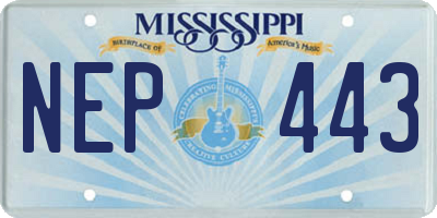 MS license plate NEP443