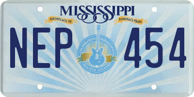 MS license plate NEP454