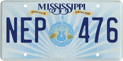MS license plate NEP476
