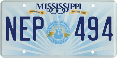 MS license plate NEP494