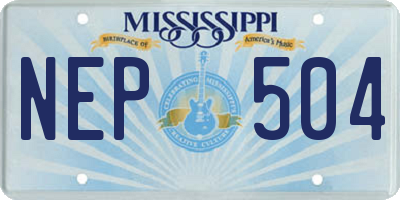 MS license plate NEP504