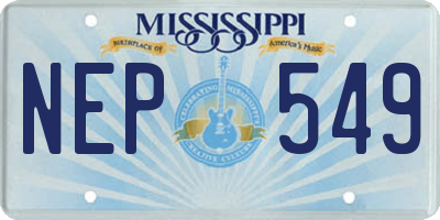 MS license plate NEP549