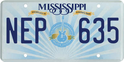 MS license plate NEP635