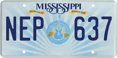 MS license plate NEP637