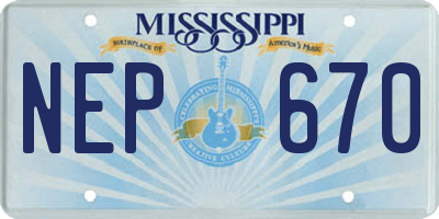 MS license plate NEP670