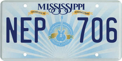 MS license plate NEP706
