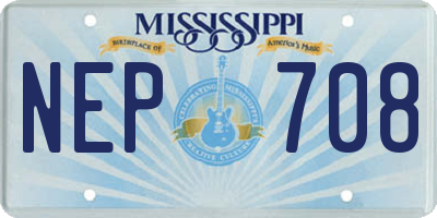 MS license plate NEP708