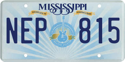MS license plate NEP815
