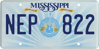 MS license plate NEP822