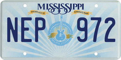 MS license plate NEP972