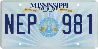 MS license plate NEP981