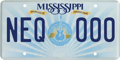 MS license plate NEQ000