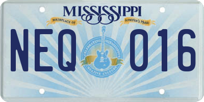 MS license plate NEQ016