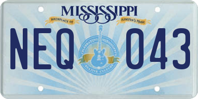 MS license plate NEQ043