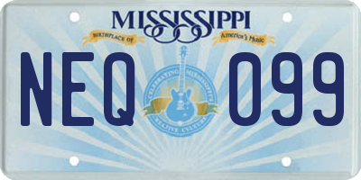 MS license plate NEQ099