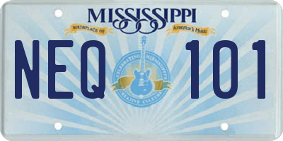 MS license plate NEQ101