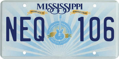 MS license plate NEQ106