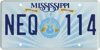 MS license plate NEQ114