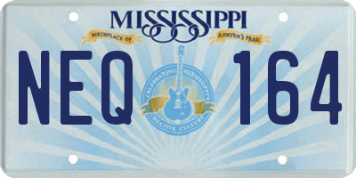 MS license plate NEQ164
