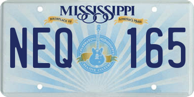 MS license plate NEQ165
