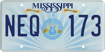 MS license plate NEQ173