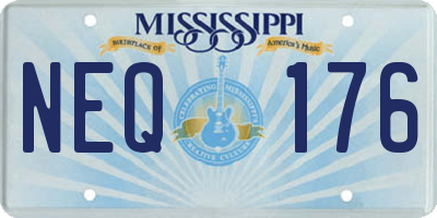 MS license plate NEQ176
