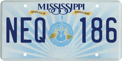 MS license plate NEQ186