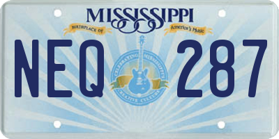 MS license plate NEQ287