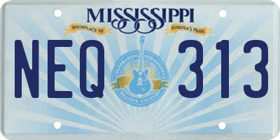 MS license plate NEQ313