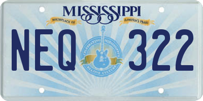 MS license plate NEQ322