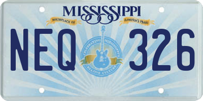 MS license plate NEQ326