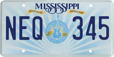 MS license plate NEQ345