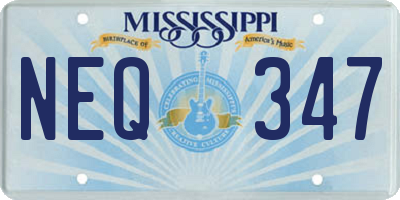 MS license plate NEQ347