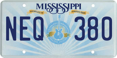 MS license plate NEQ380