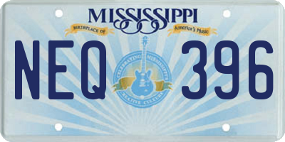 MS license plate NEQ396