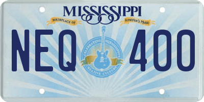 MS license plate NEQ400