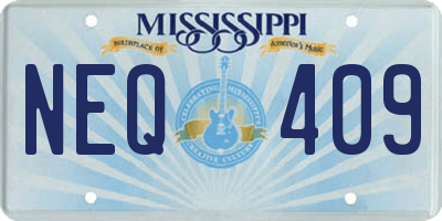 MS license plate NEQ409
