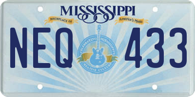 MS license plate NEQ433