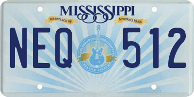 MS license plate NEQ512