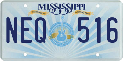 MS license plate NEQ516