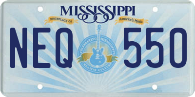 MS license plate NEQ550