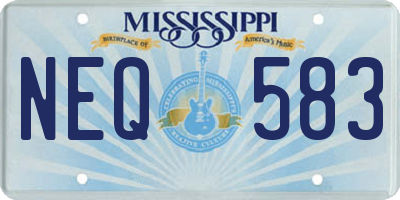 MS license plate NEQ583