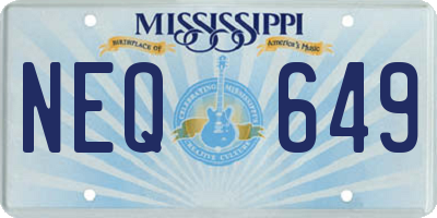 MS license plate NEQ649