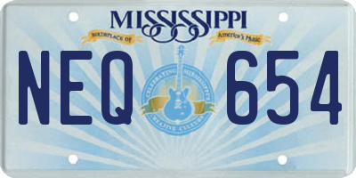 MS license plate NEQ654